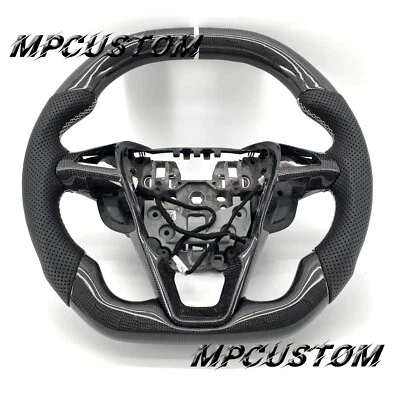 Volante de fibra de carbono negro con tapa plana apto para Ford Fusion Edge 2013-2020 Foto 1 de 4