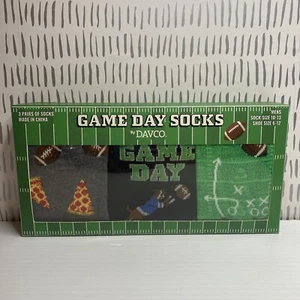 Game Day By DAVCO Mens Crew Socks 3 Pairs Pizza, Game Day &Football Plays - Picture 1 of 7