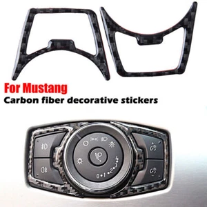 Cubierta de interruptor de faros interiores de fibra de carbono apta para Ford Mustang 2015~2021 - Imagen 1 de 7