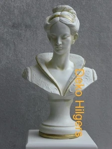 Büste Daria Kopf Figur Frau Stuckgips Skulptur Deko Säule Statue Crem Gold 2028 - Picture 1 of 1