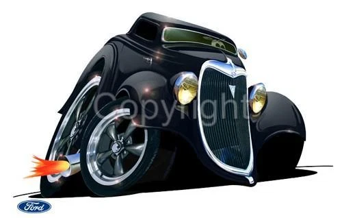 1934 Ford 3 Window Coupe Tshirt #6118 Cartoontees vintage antique auto  - Image 1 of 1