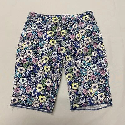 Bermudas chinas Talbots Perfect florales oscuras para mujer 4P pequeñas de algodón con cinturón Foto 1 de 4