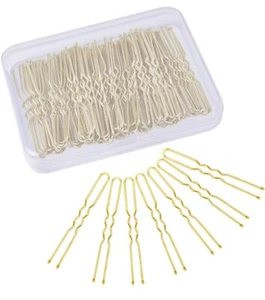 80x 6cm/2.4 inch Long Waved Hair Pins Bun Pins Hair Slides Kirby Grips Golden - Picture 1 of 7