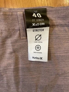 NEW Hurley dri fit BREATHE chino walk shorts sz 40 light 21” Heathered PLUM - Picture 1 of 6