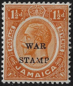 Jamaica 1 ½ d. war tax w/no period/stop var. SG 71a/ Scott MR 5a. (a4806c - Picture 1 of 3
