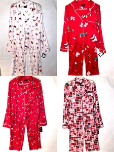Conjunto de 2 pantalones de pijama Kate Spade rojo Navidad manga larga nuevo con etiquetas para mujer S M L - Imagen 1 de 24