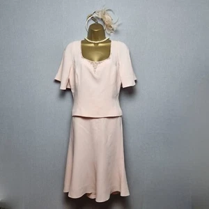 Albert Nipon Suit Size 10 Pink Mother Of The Bride Beaded Midi Two Piece - Picture 1 of 13