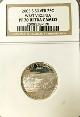 2005-S SILVER WEST VIRGINIA QUARTER GRADED PF 70 ULTRA CAMEO BY NGC - Image 1 of 2