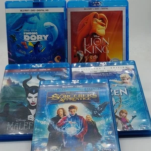 Disney Lot of 5 Blu Ray Lion King/Maleficent/Finding Dory/Frozen/Sorcerers Appr - Imagen 1 de 11