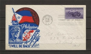 US 1944 FDC Philippines general MacArthur the March of Death Craven clean cover - Picture 1 of 2
