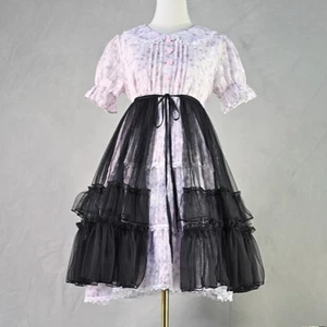 Sottogonna donna Lolita pizzo rete avvolgente sottogonna volant sarong spacco trasparente - Foto 1 di 11