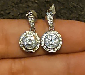 Fine Silver Plated Cubic Zirconia Earrings - Picture 1 of 3