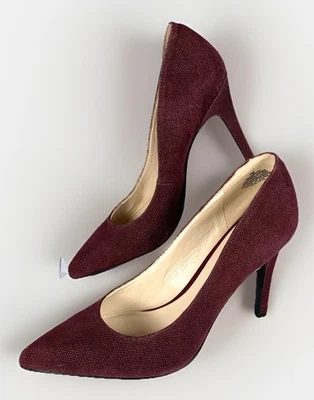 Nine West SEESPOTO Pointed Toe Pumps Burgundy Textured Suede Heels, 7M MINT! - Image 1 of 4