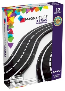 MAGNA-TILES XTRAS: Roads 12 Piece Magnetic Construction Set, The ORIGINAL - Picture 1 of 7