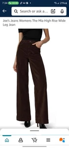 Joe’s Mujer’s Talla 24 The Mia Tiro Alto Pierna Ancha Marrón Pana Nuevo con Etiquetas - Imagen 1 de 11