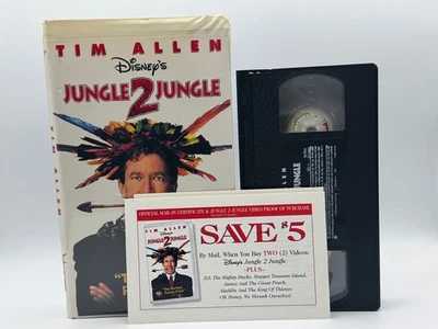 Disney's Jungle 2 Jungle (VHS Clamshell w Promo Insert, 1997) Tim Allen Family - Image 1 of 4
