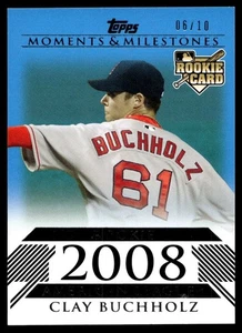 2008 Topps Moments & Milestones Blue Clay Buchholz 6/10 Red Sox #151 A1 - Imagen 1 de 2