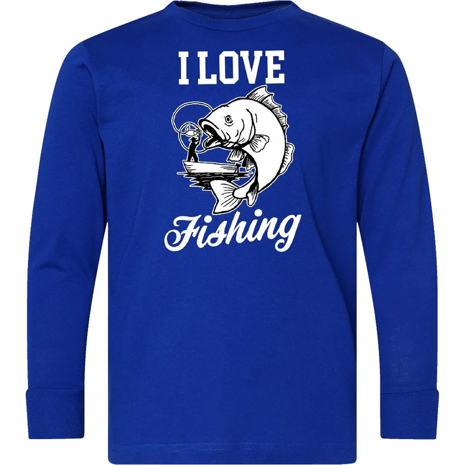 Camiseta Inktastic I Love Fishing With Fish Ilustración Con Juvenil Manga Larga Foto 1 de 1