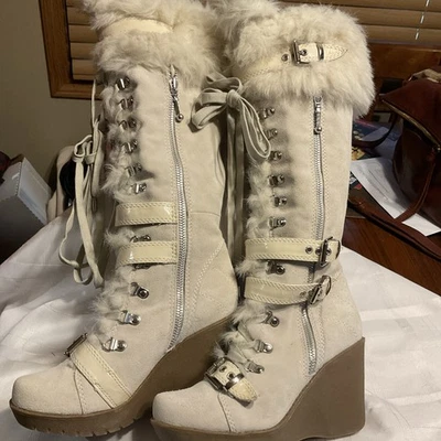 Botas altas hasta la rodilla de gamuza marfil Aldo para mujer talla 7 1/2 EU 38 Foto 1 de 4