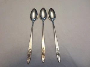 Oneida Community Stainless Steel My Rose - Set of 3 Iced Tea Spoons 7 1/2” - Picture 1 of 2