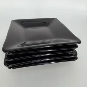 KISTENFASS Abby kleine Teller eckig schwarz Glas Glanz oben gewebte Struktur unten - Bild 1 von 18