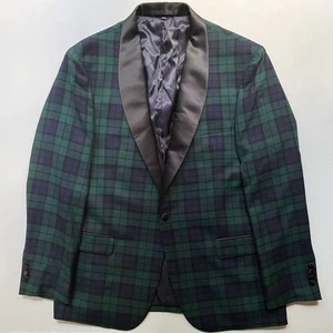 Chaqueta Esmoquin Jos A Bank Tartán Hombres 46L Calce Ajustado Cuadros Negro Reloj Cena Blazer - Imagen 1 de 8