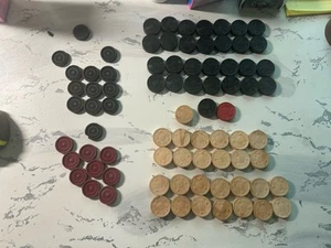 Vintage Halsam Wooden Checkers 57 Pieces - Picture 1 of 9