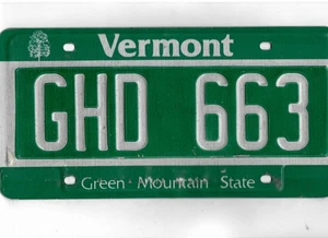 VERMONT passenger license plate "GHD 663" - Picture 1 of 1