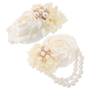 2pcs Bridal Wrist Corsage - Imitation Pearl Prom Floral Wrist Corsage - - Picture 1 of 12