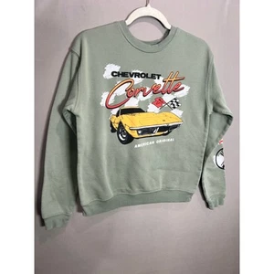 Official GM Corvette Green Crew Neck Sweatshirt Mens Sz Small Pullover Street - Picture 1 of 11