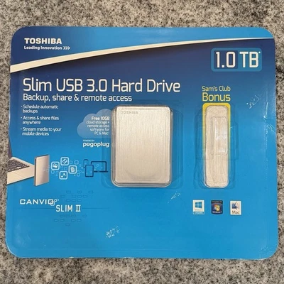 NUEVO - Toshiba Canvio Slim II - 1.0 TB - Disco duro portátil USB 3.0 (solo HD) Foto 1 de 4