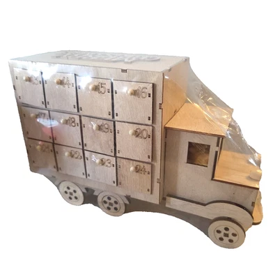 Truck Advent Calendar with Doors Christmas Wooden Unfinished Wood - Image 1 of 4