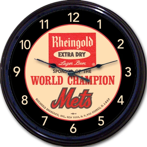 NY Mets Wall Clock Beer Rheingold Coaster  Baseball World Series 1969 MLB 10" Cover