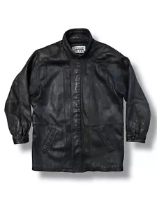 WILSONS LEATHER PELLE STUDIOS Black Leather Jacket VINTAGE Y2K Men’s Size M - Picture 1 of 8