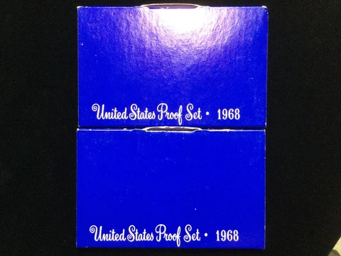 LOT OF (2) 1968-S US MINT 5-COIN PROOF SETS, INCLUDES 40% SILVER KENNEDY HALVES Cover