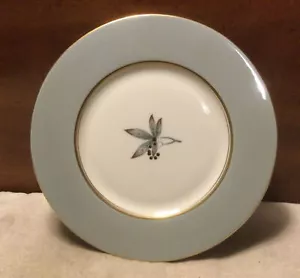 CASTLETON CHINA WOODMERE PATTERN-USA 8.5” DESSERT PLATE LEAF & BERRIES GRAY RIM - Picture 1 of 6