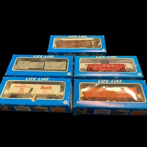 Vintage life-like brand train cars set of 5 in orginal boxes - Picture 1 of 24