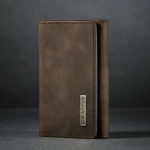 DG.MING Cowhide Leather Cash Card Holder Trifold Wallet Money Bag - Picture 1 of 37