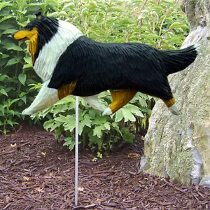 Collie Outdoor Garden Sign Hand Painted Figure Tri Color - Picture 1 of 1