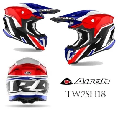 CASCO DA CROSS ENDURO OFF ROAD AIROH TWIST 2.0 SHAKEN BLUE GLOSS MIS M 57-58