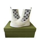 Gucci $1250 Chelsea White Leather Boots In Size 37, NIB.!