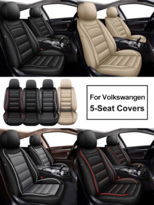 For Volkswagen Waterproof Faux Leather Car 5-Seat Covers Front & Rear Full Set Foto 1 de 2