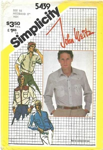 Simplicity 5439 JOHN WEITZ Yoked Shirt w Flapped Pockets Sz 46 UNCUT Pattern 80s - Picture 1 of 4
