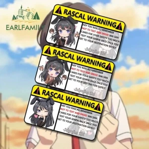 EARLFAMILY 5.1" Sakurajima Mai Chibi Advertencia Anime Coche Pegatinas Parachoques Hágalo Usted Mismo Calcomanía - Imagen 1 de 4