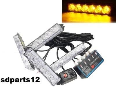 4X 6 LED Luce Arancione Stroboscopica Emergenza Flash X Piattaforma Assistenza - Immagine 1 di 4