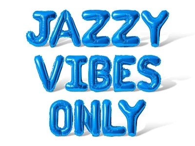 SOLO VIBRACIONES DE JAZZ Letra Globo Banner - Mardi Gras Fiesta Suministros Decoraciones Foto 1 de 4