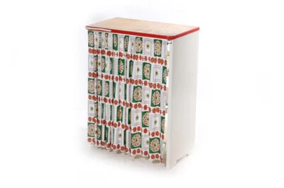 alter Schrank Regal Ablage Schränkchen weiß mit Vorhang und 3 Regalböden  - Bild 1 von 4