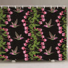 Butterfly Pink Birds 3D Shower Curtain Waterproof Fabric Bathroom Decoration