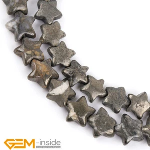 Grey Pyrite Natural Gemstones Star polygonal Loose Jewelry Making Beads 15'' AU - Picture 1 of 22
