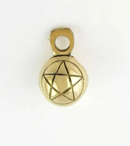 Kleine runde Messingglocke Pentagramm Pentagramm Hexe goldton Jingle Schlitten ms135 - Bild 1 von 4